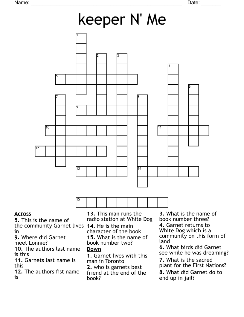 keeper N' Me Crossword