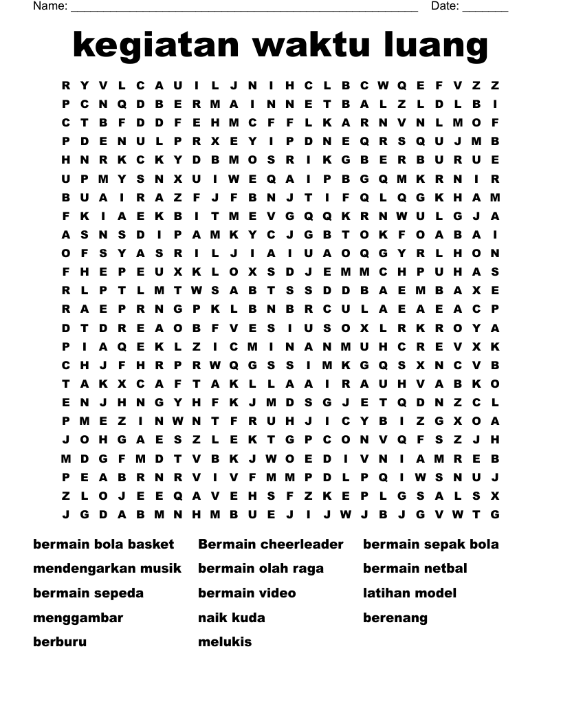 kegiatan waktu luang Word Search