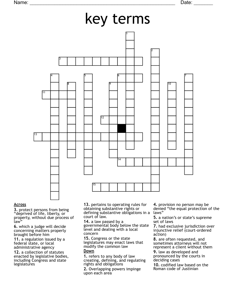 key terms Crossword