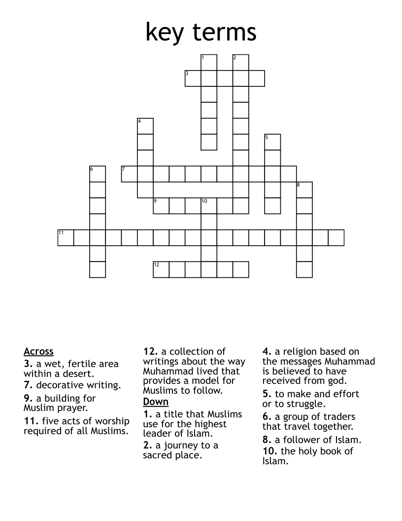 key terms  Crossword