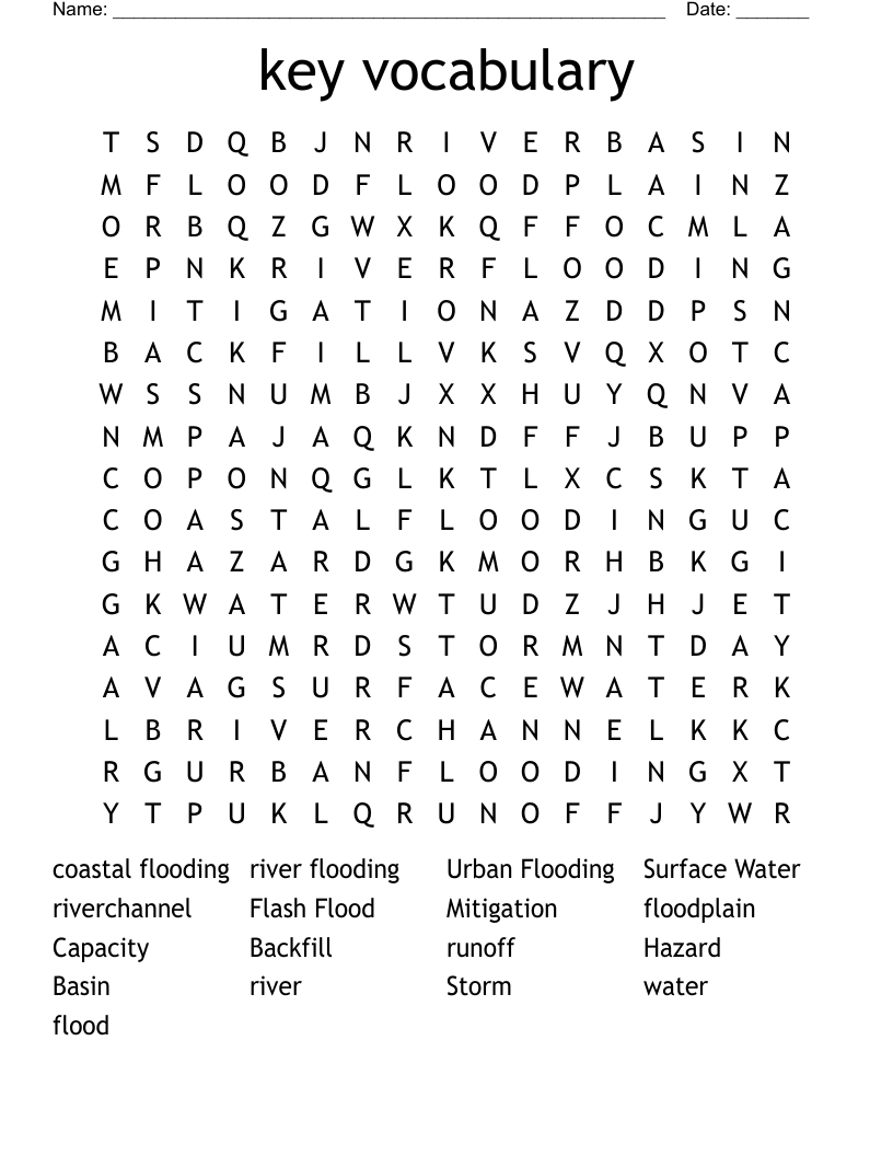 key vocabulary  Word Search