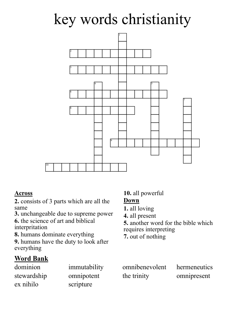 key words christianity Crossword