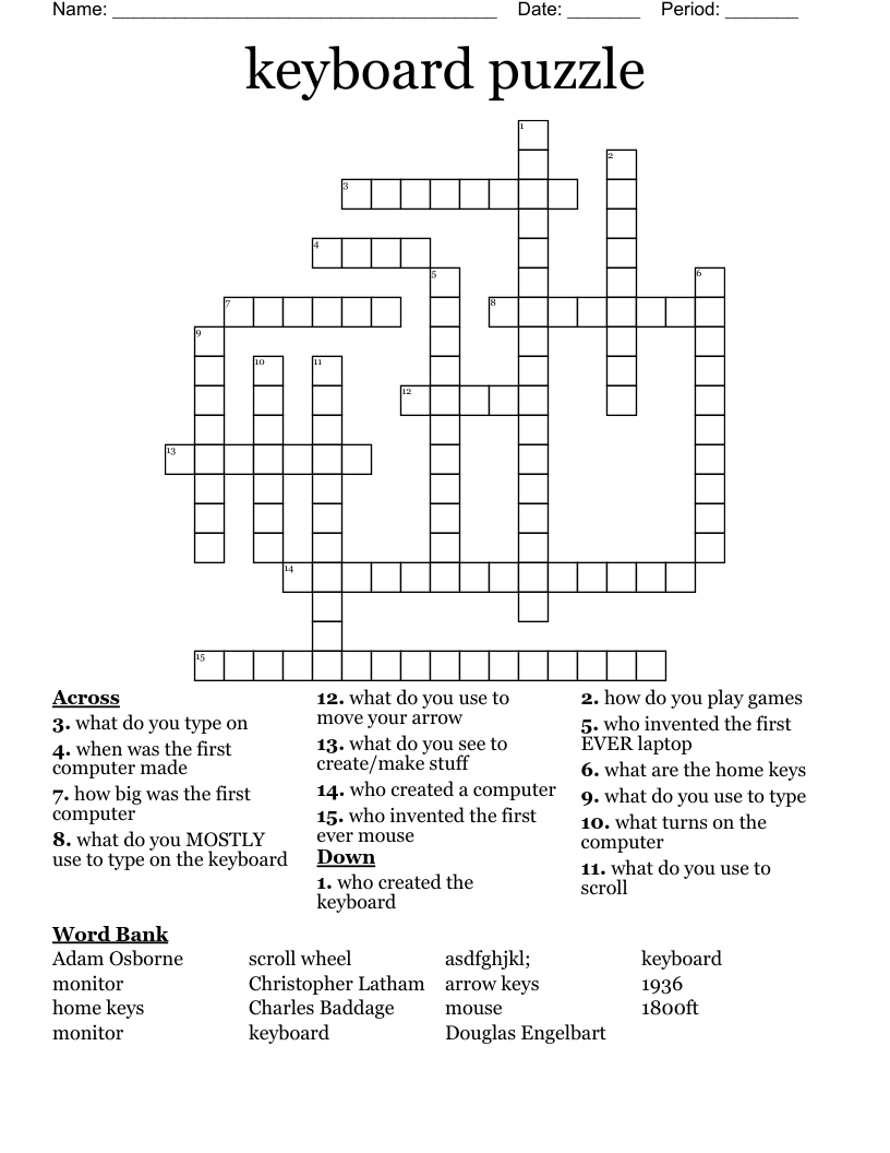 keyboard puzzle  Crossword