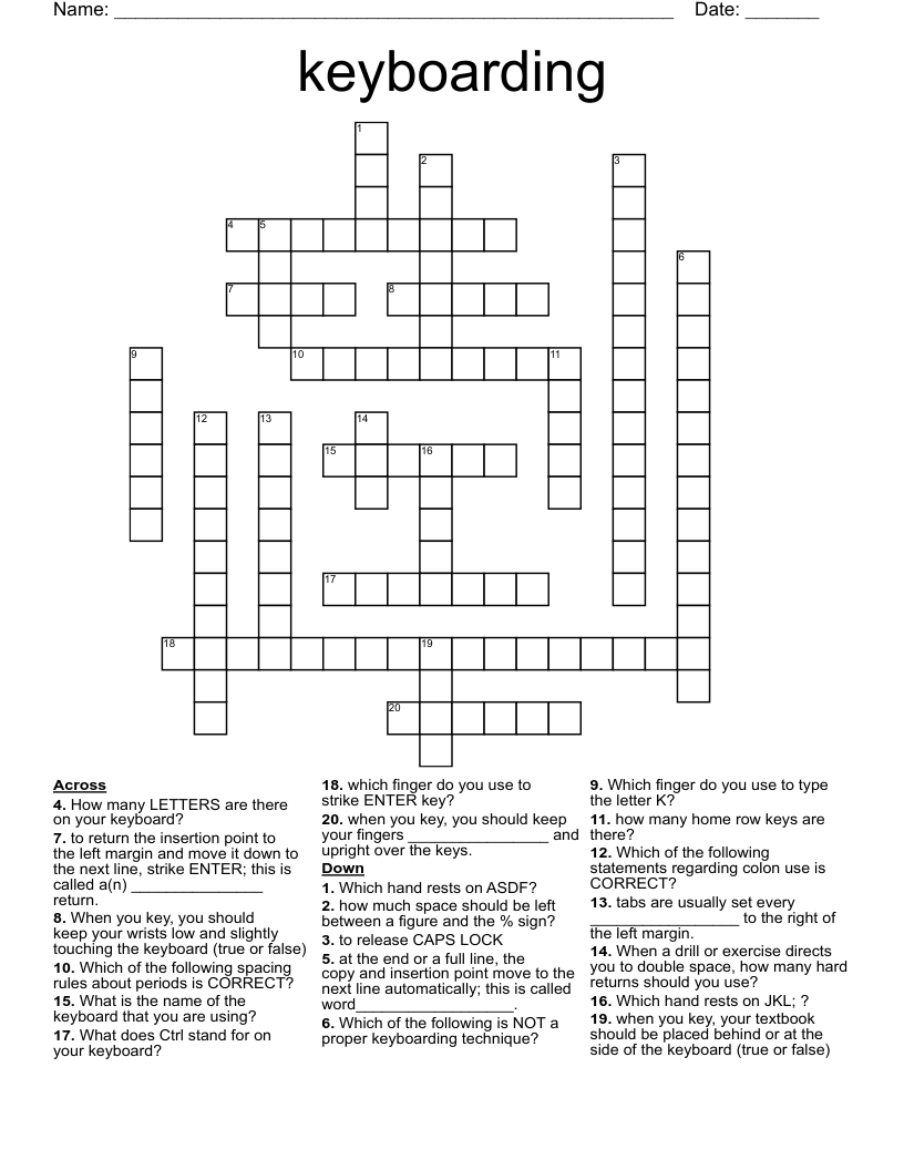 keyboarding Crossword