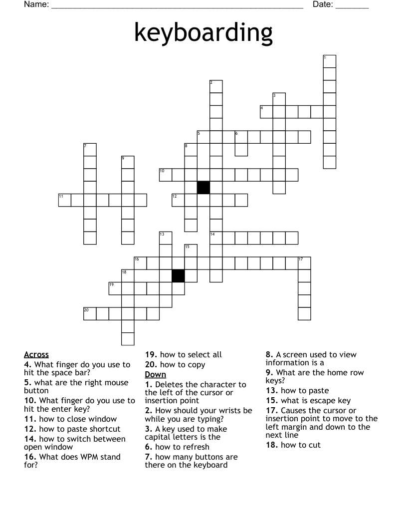 keyboarding Crossword