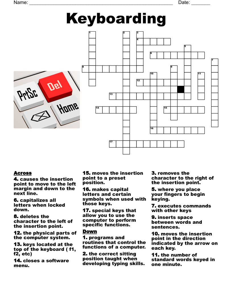 Keyboarding  Crossword