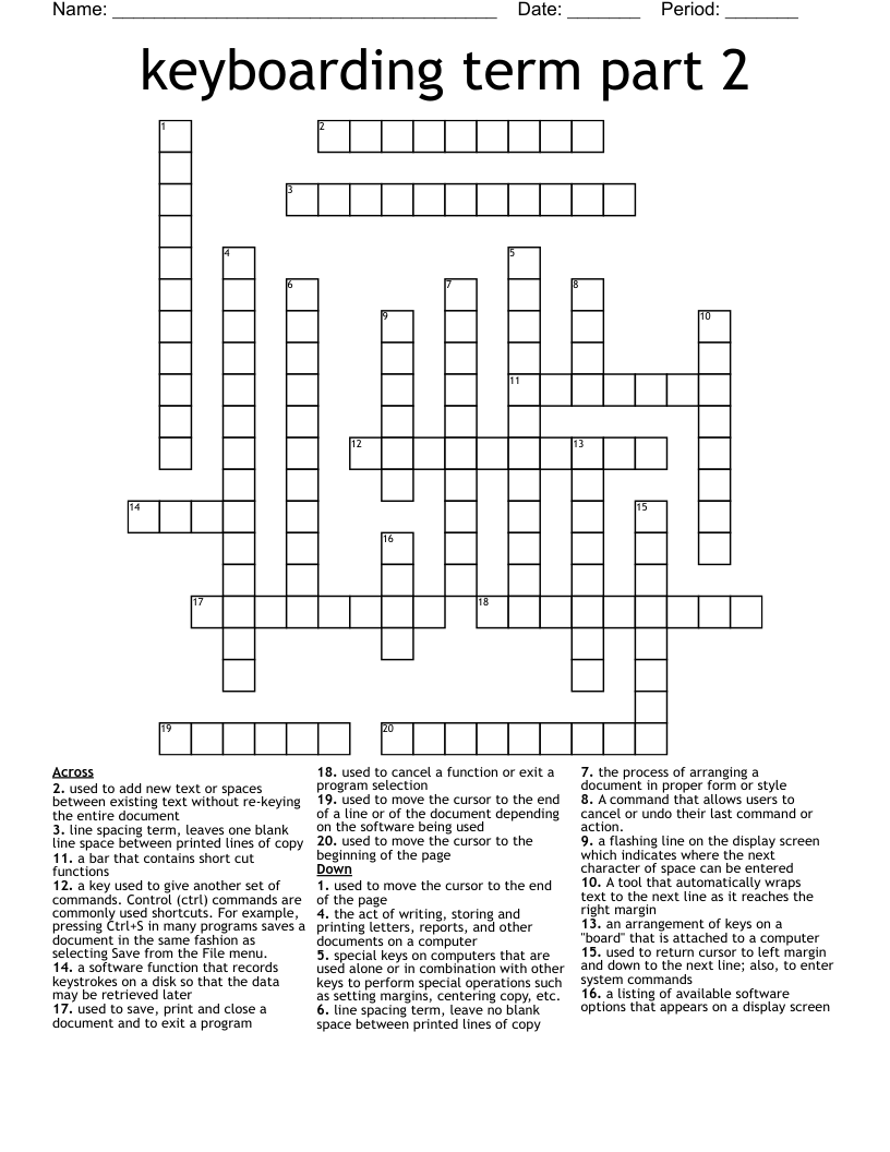 keyboarding term part 2 Crossword