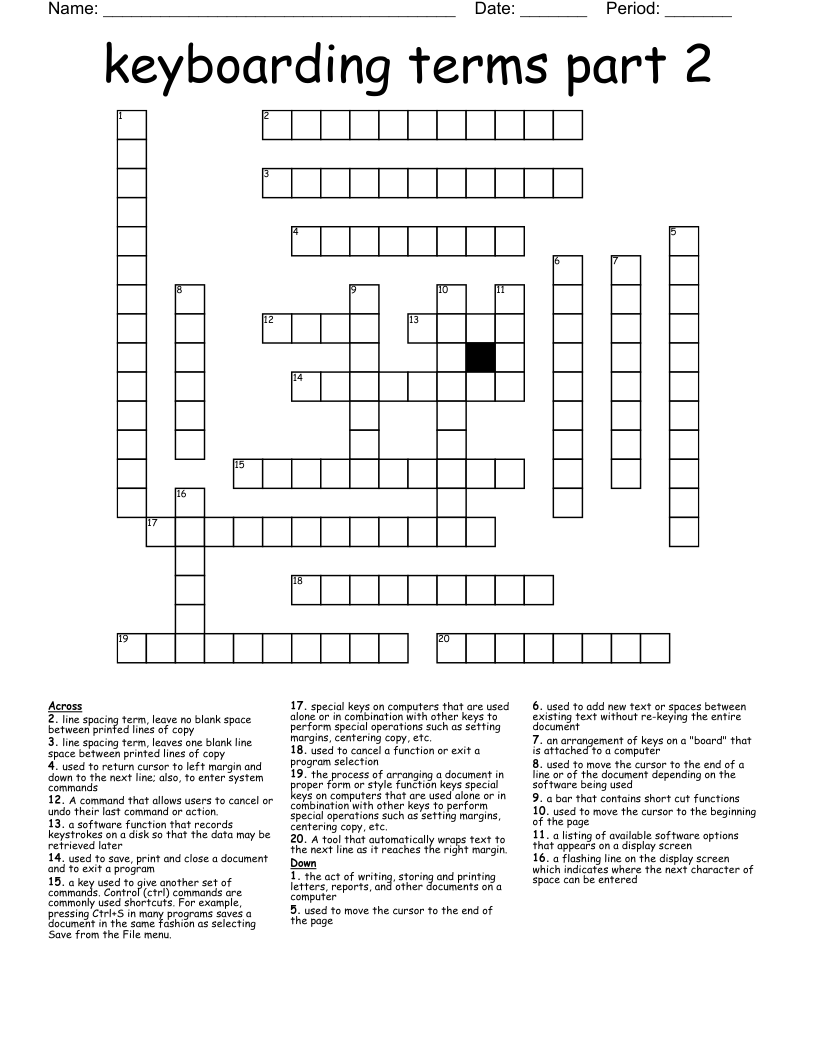 keyboarding terms part 2 Crossword
