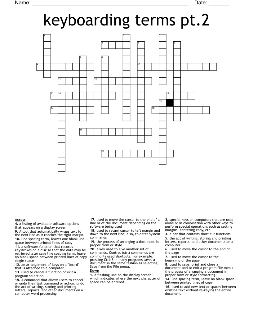 keyboarding terms pt.2 Crossword