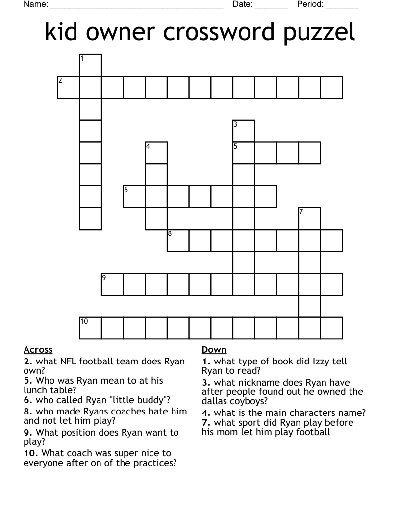 kid owner crossword puzzel