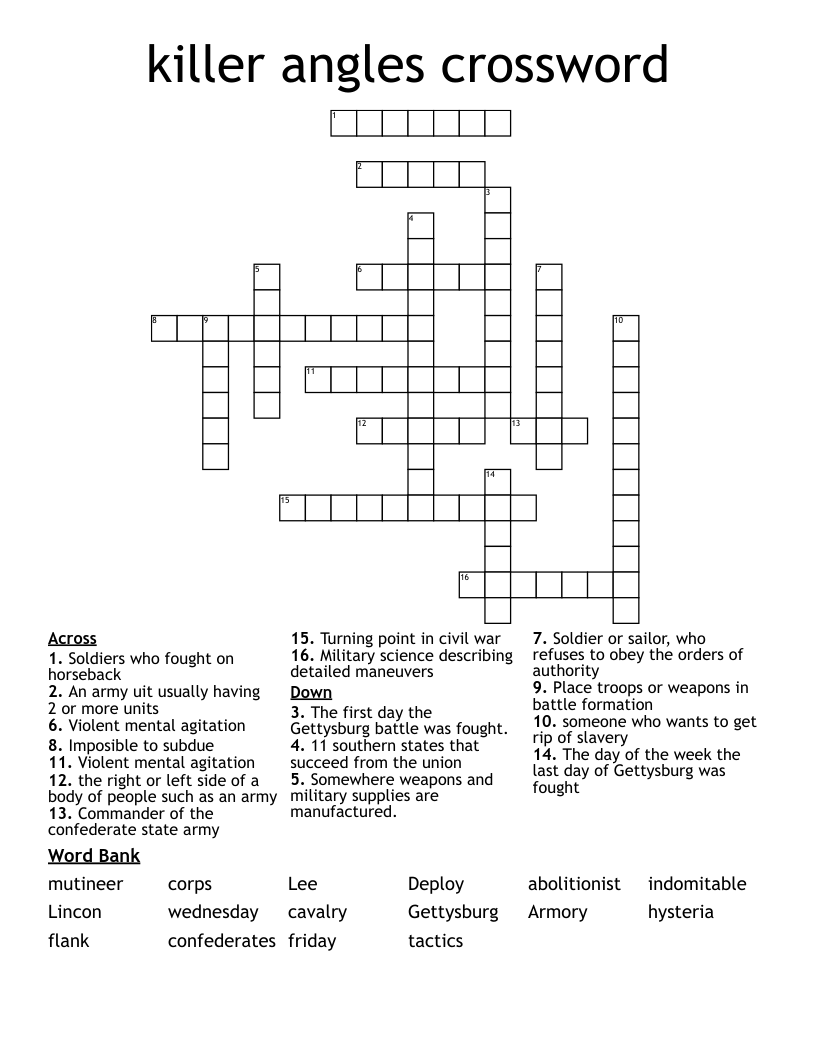 killer angles crossword