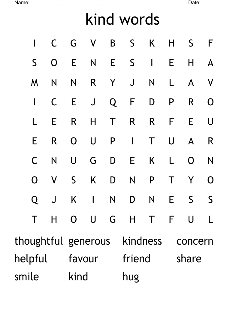 kind words Word Search