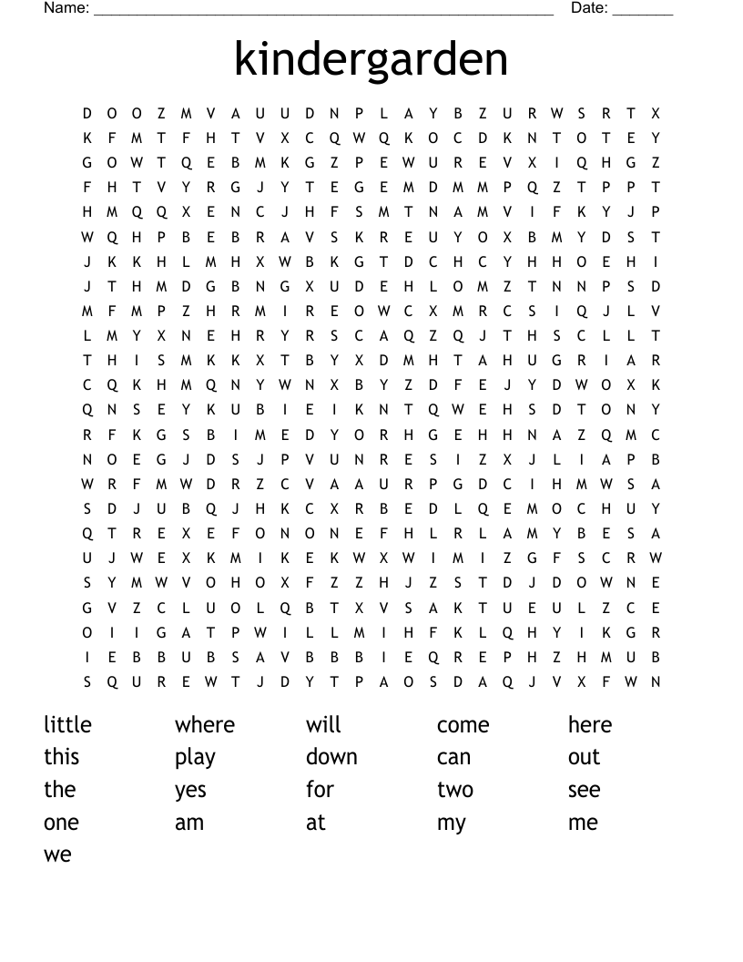 kindergarden  Word Search