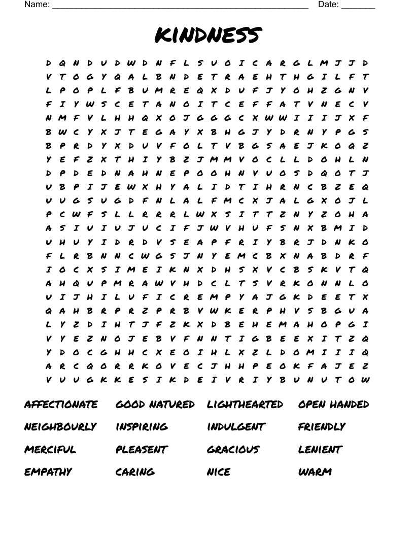 kindness Word Search