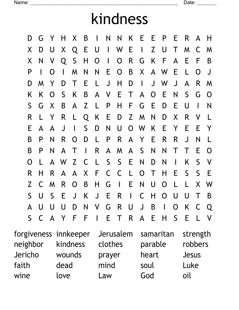 kindness Word Search