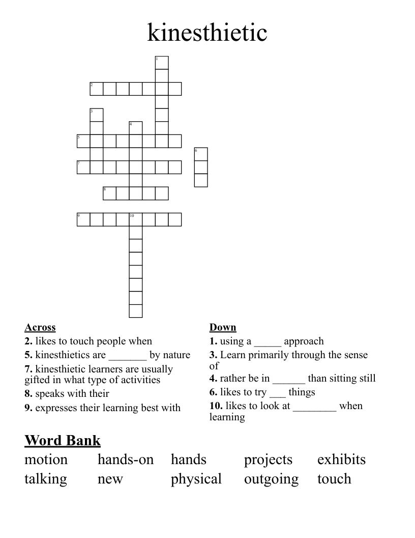 kinesthietic Crossword