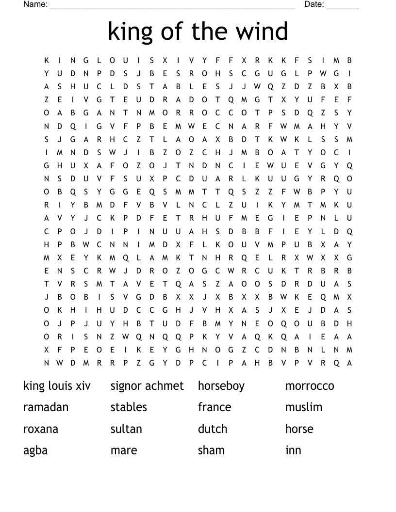 king of the wind Word Search