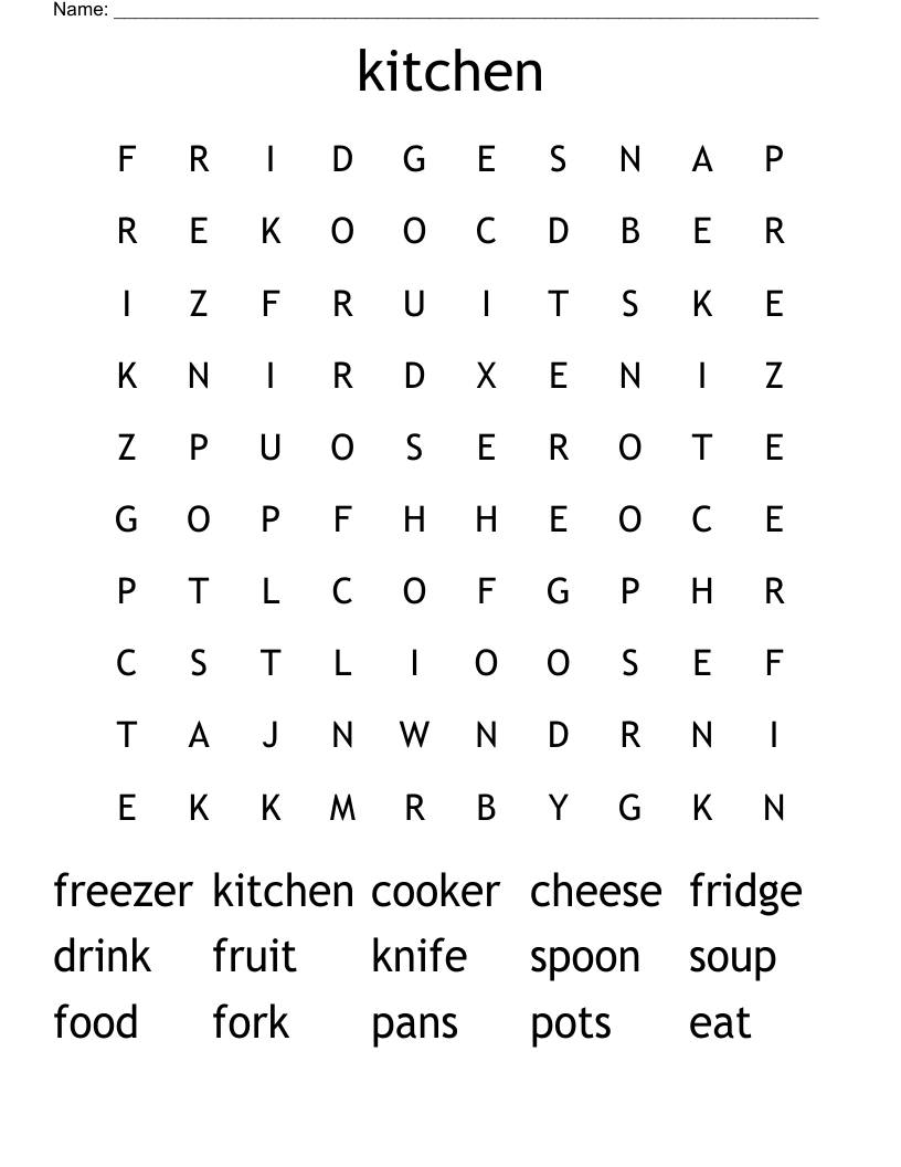 kitchen Word Search