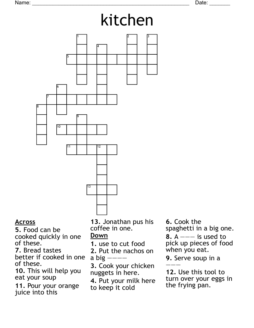 kitchen Crossword