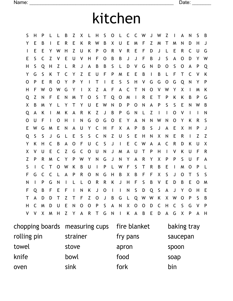 kitchen Word Search