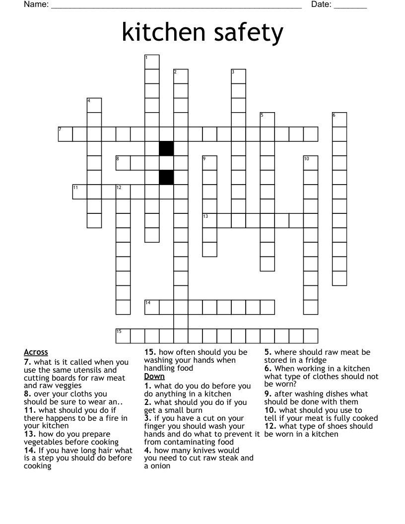 kitchen safety Crossword