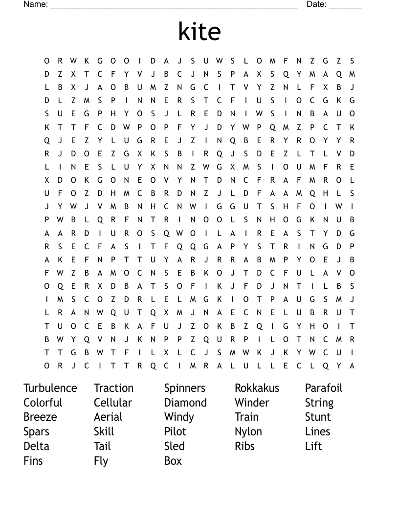kite Word Search