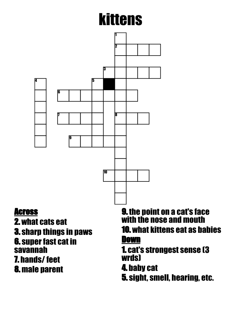 kittens Crossword