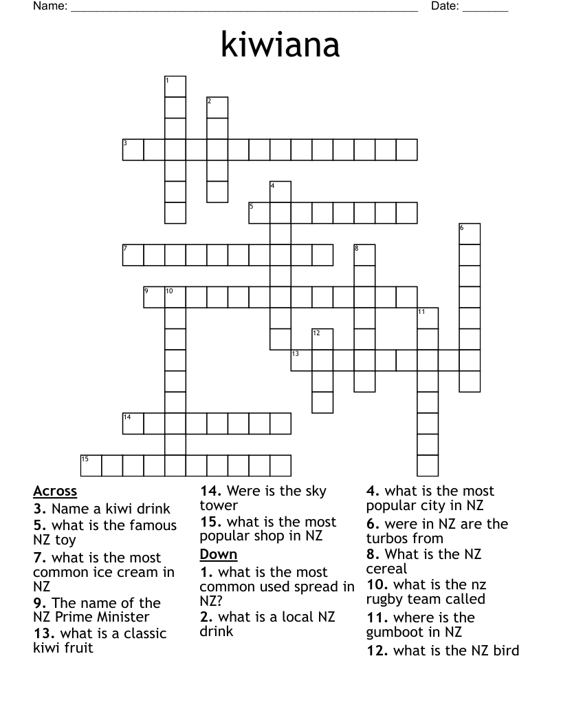 kiwiana Crossword