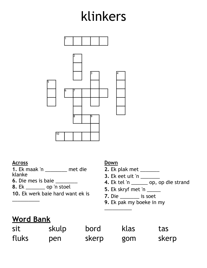 klinkers Crossword