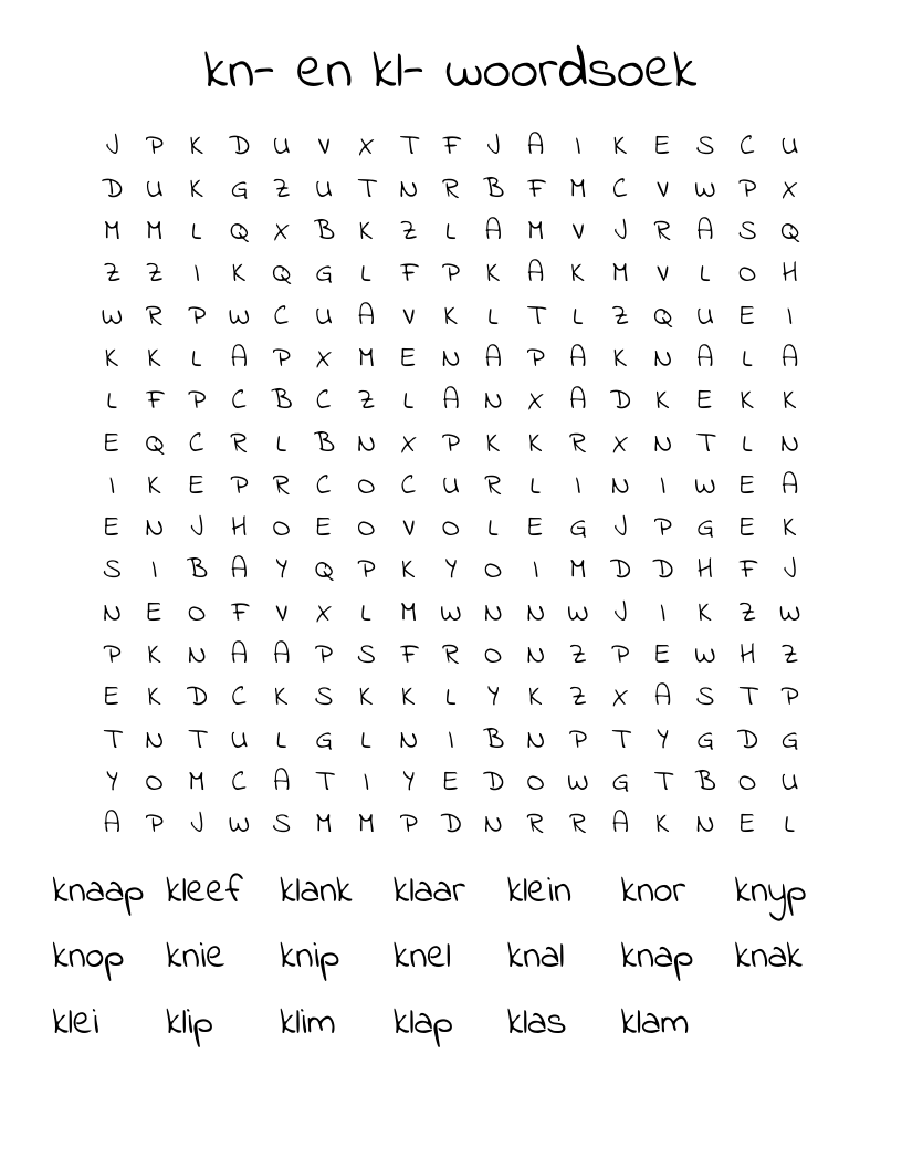 kn- en kl- woordsoek Word Search