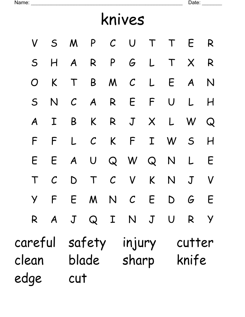 knives Word Search