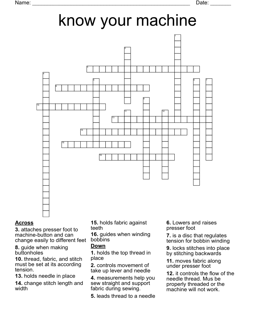 know your machine  Crossword