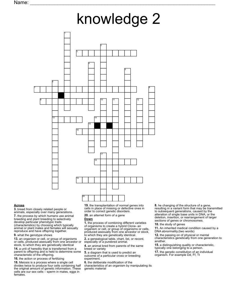 knowledge 2 Crossword