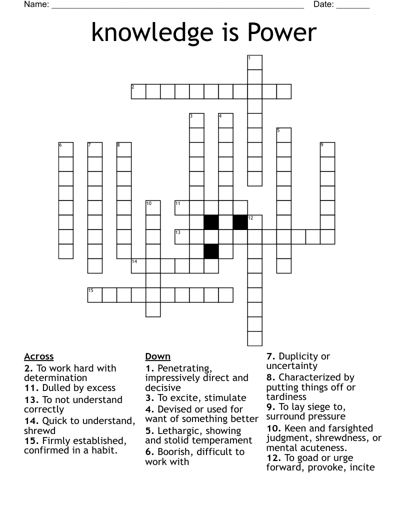 knowledge is Power Crossword