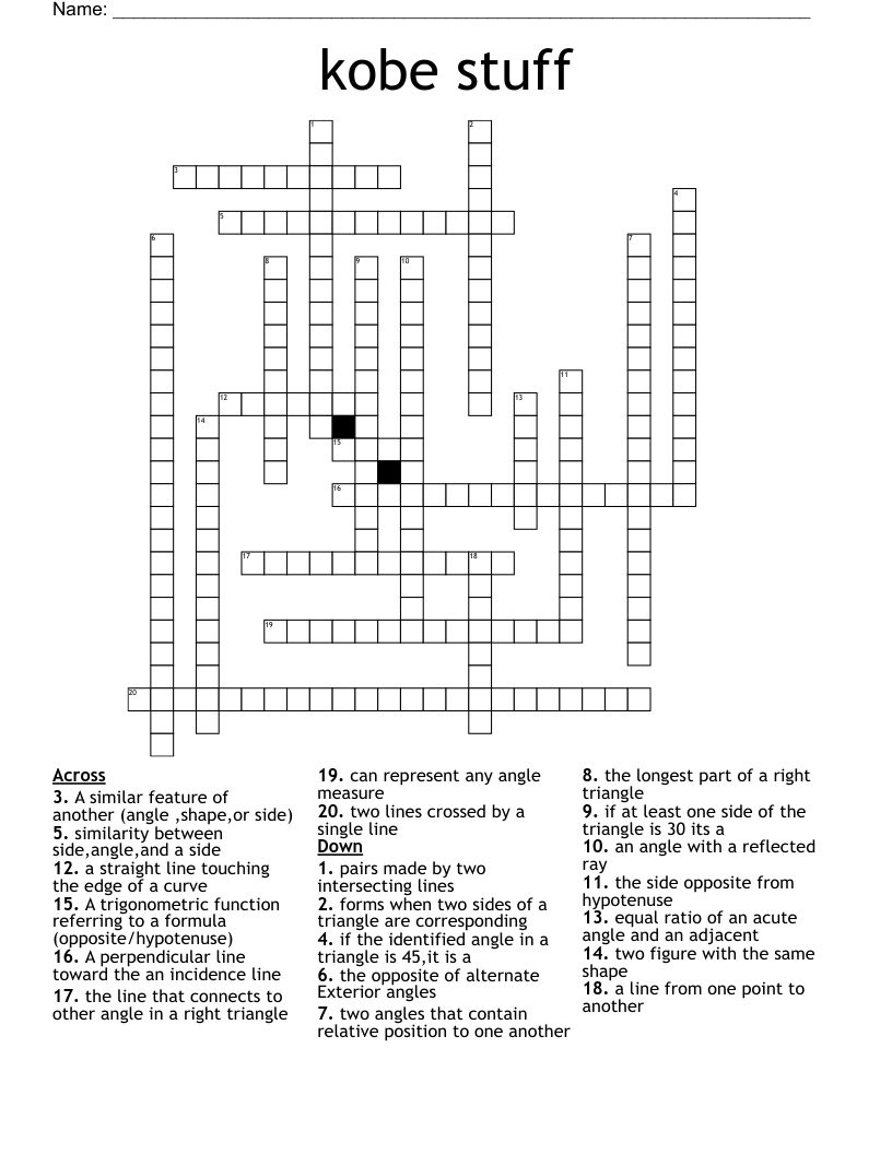 kobe stuff Crossword