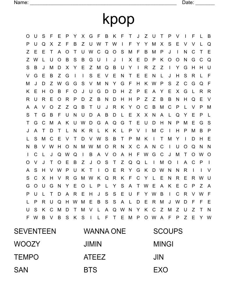 kpop Word Search