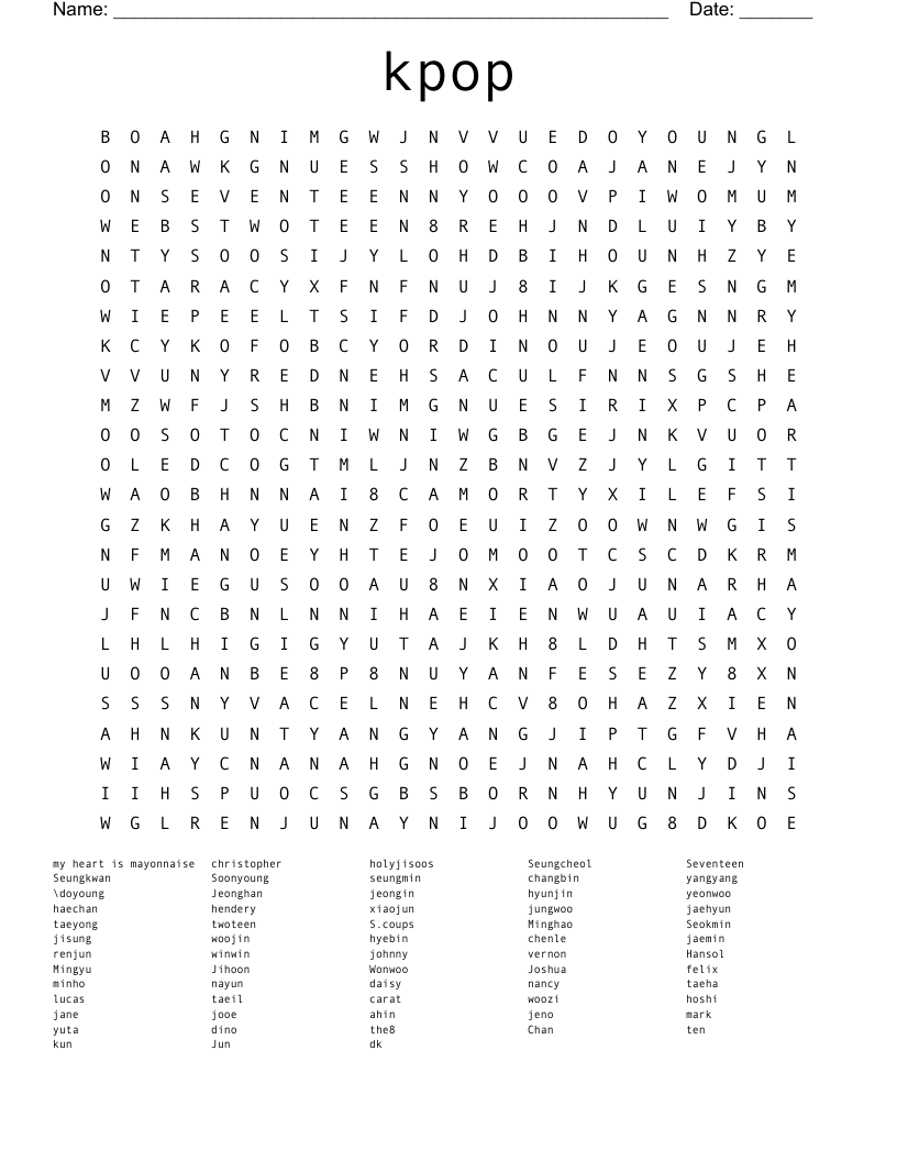 kpop  Word Search