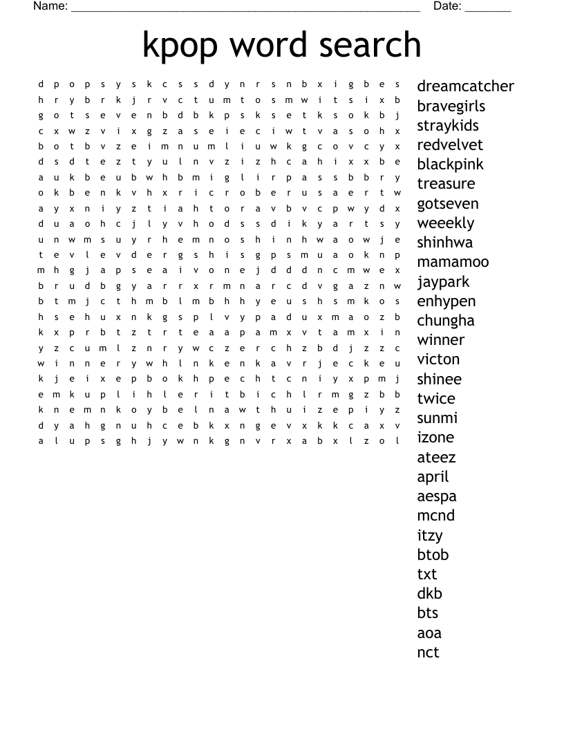 kpop word search
