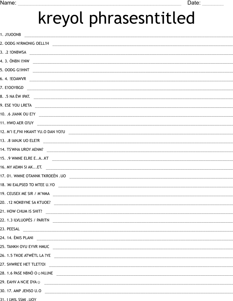 kreyol phrasesntitled Word Scramble