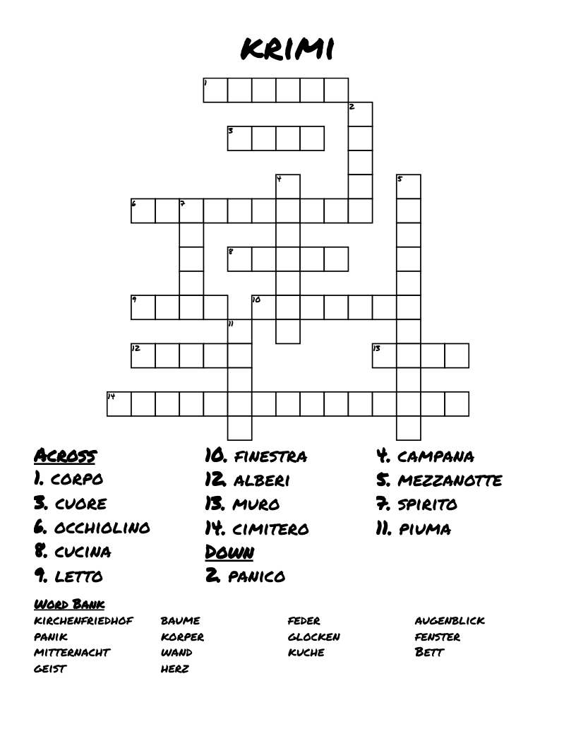 krimi Crossword