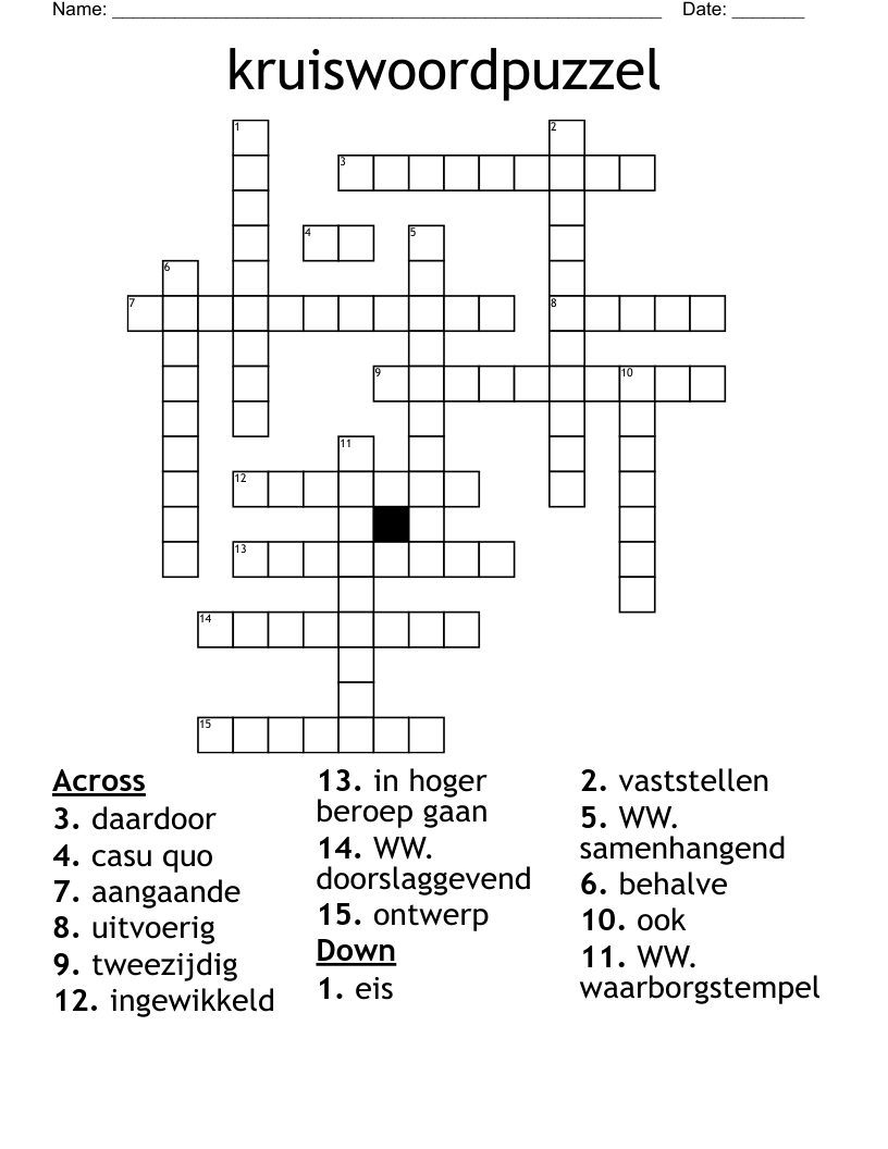 kruiswoordpuzzel  Crossword