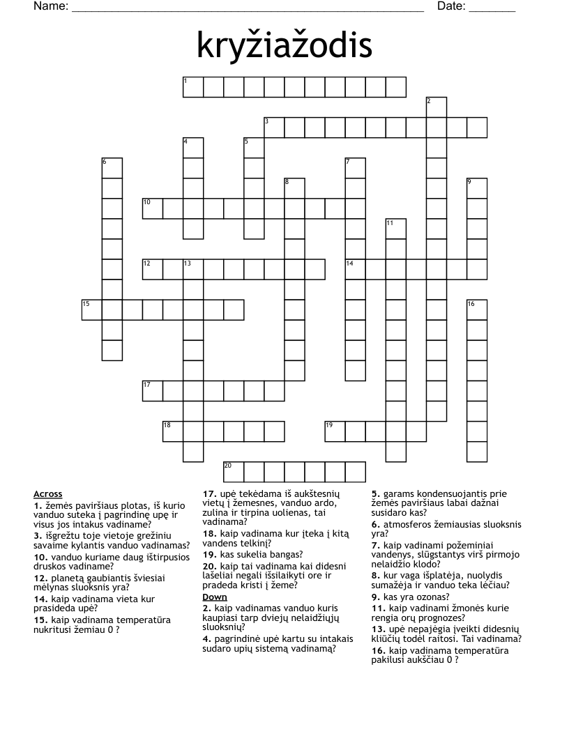 kryžiažodis Crossword