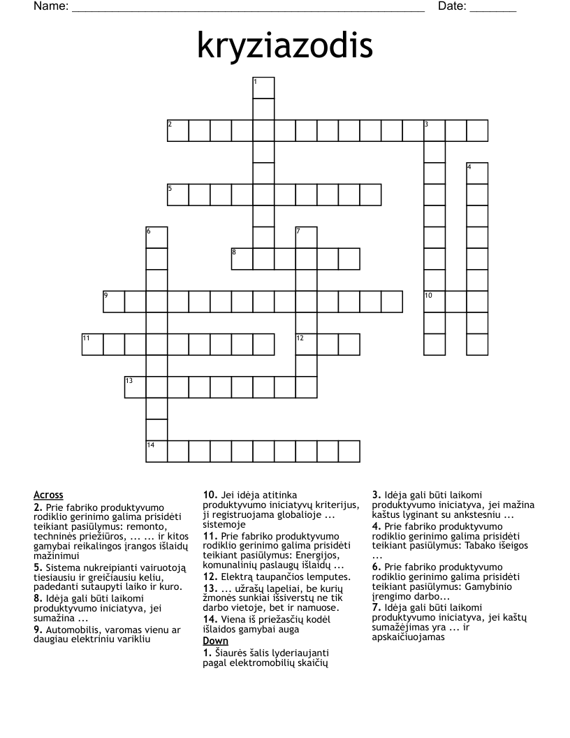 kryziazodis Crossword