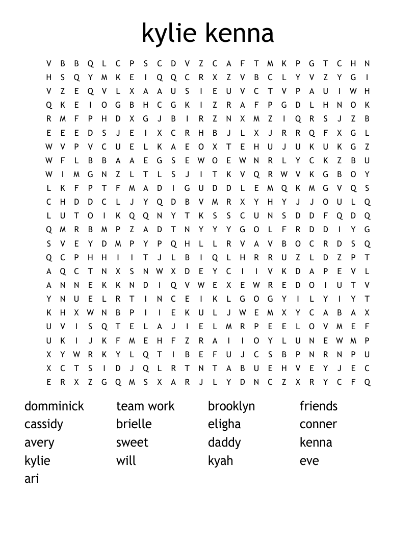 kylie kenna Word Search