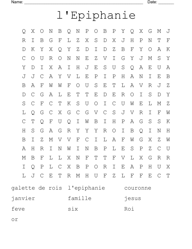 l'Epiphanie  Word Search