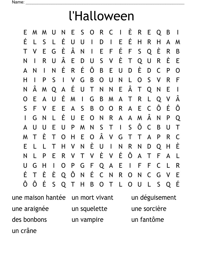 l'Halloween Word Search