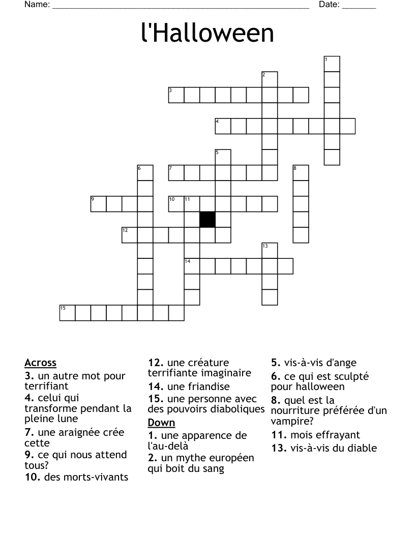 l'Halloween Crossword
