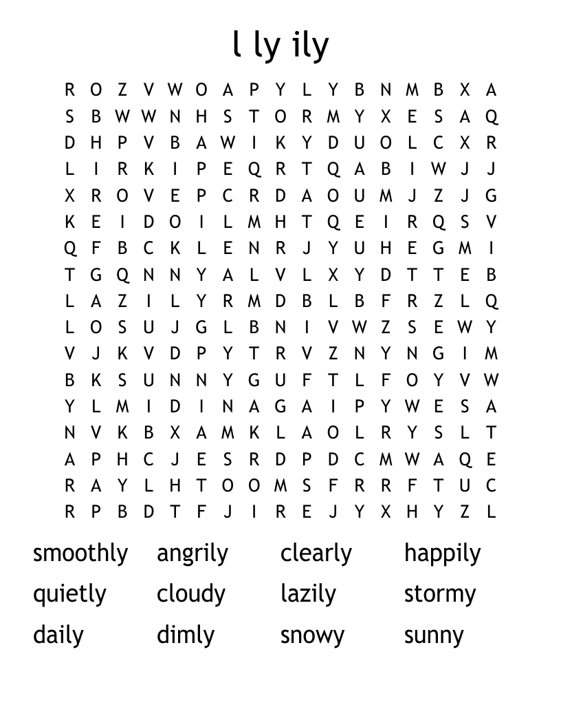 l ly ily Word Search