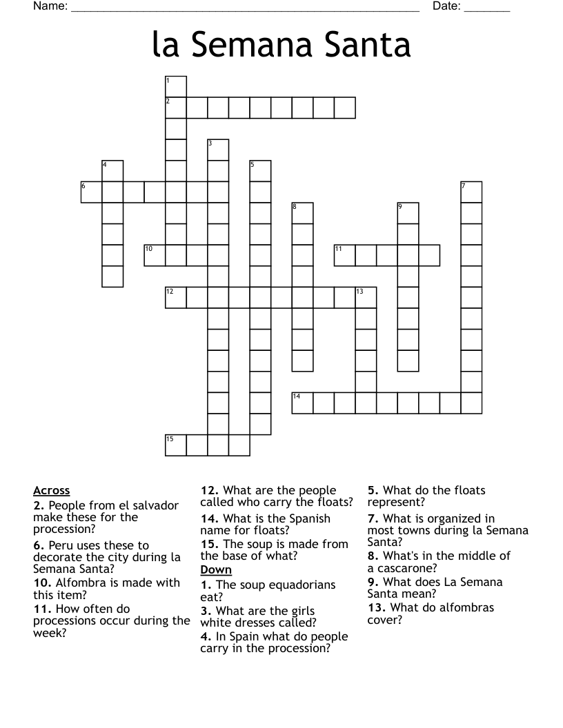 la Semana Santa Crossword
