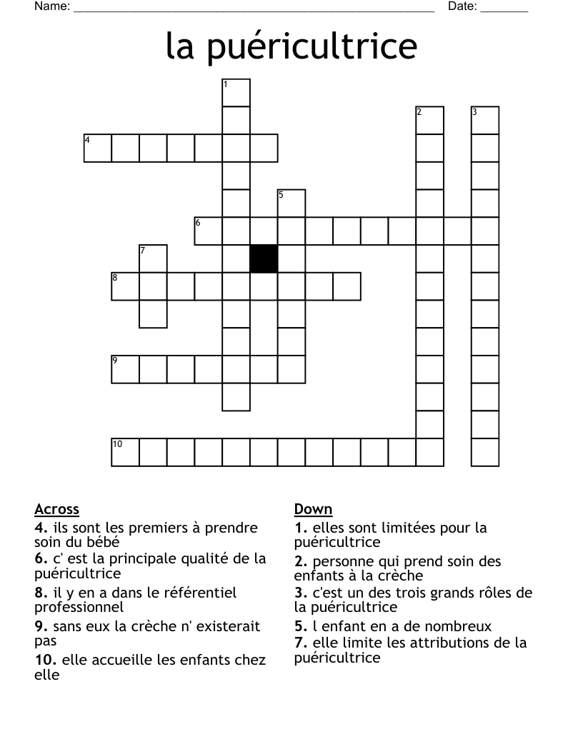 la  puéricultrice Crossword